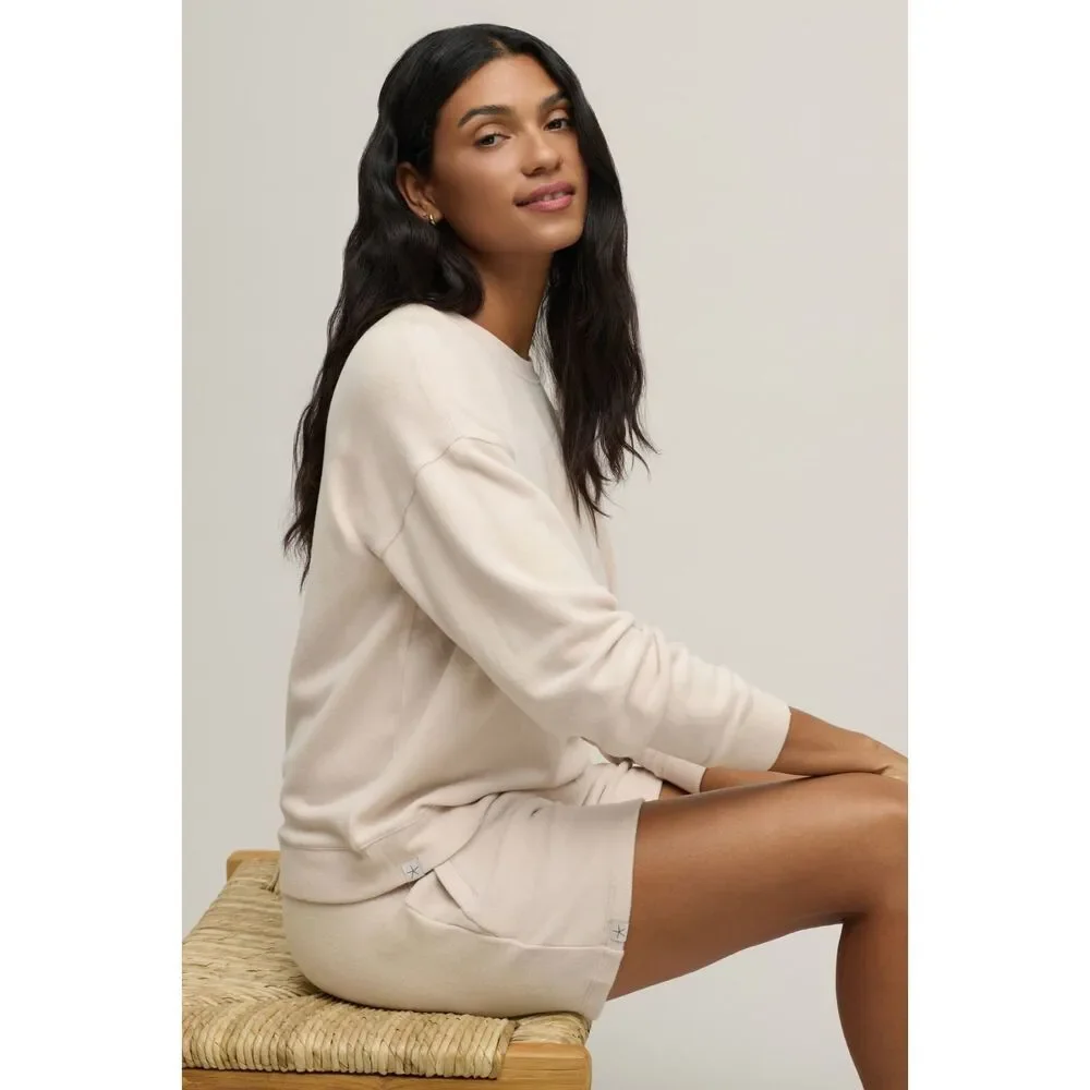 Barefoot Dreams Stone Malibu Collection Brushed Fleece Short Set Lounge Large